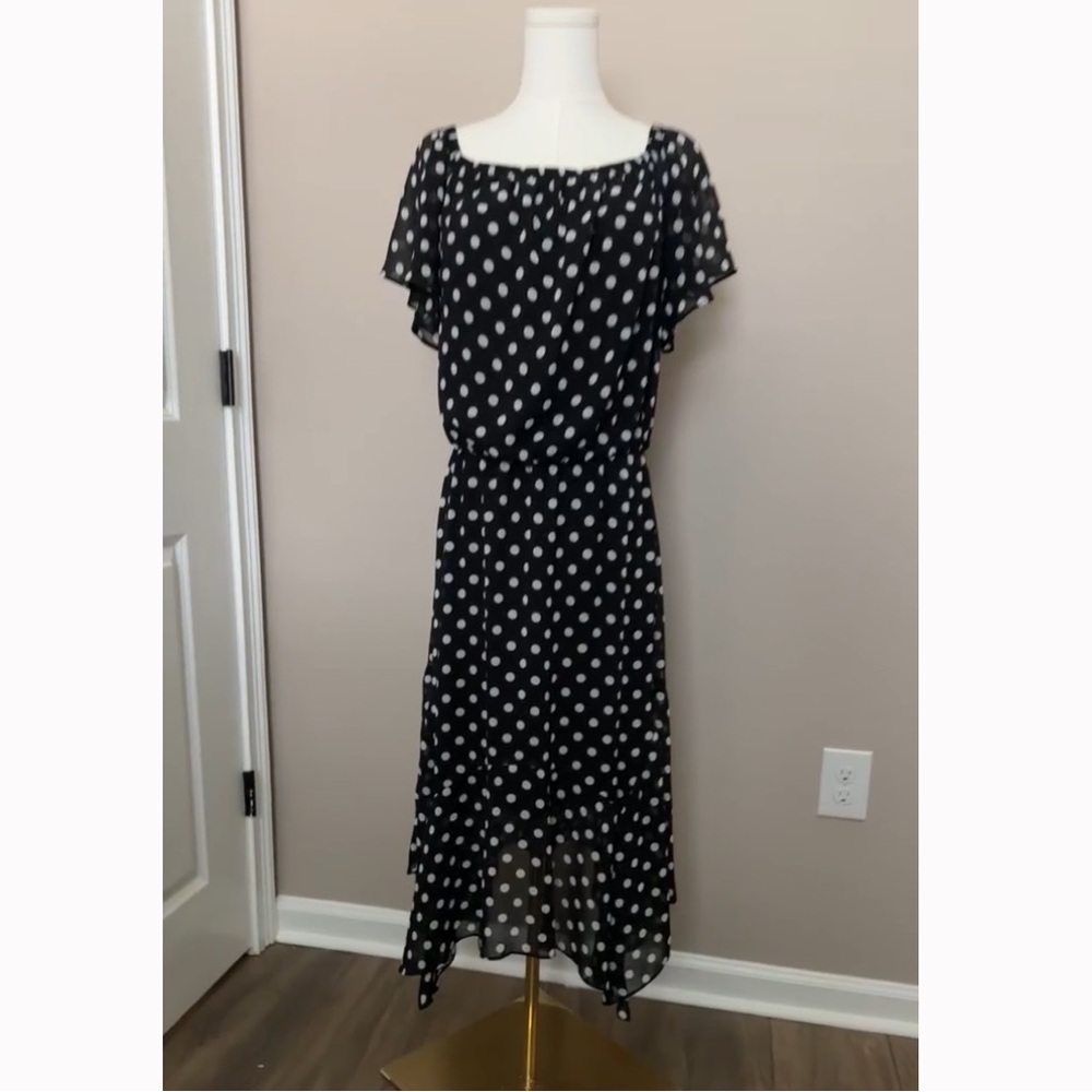 White House Black Market Black and White Ruffled Tiered Sundress~ Size 12